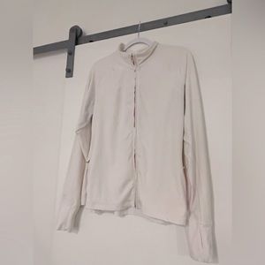 Gap Body XL Zip Up Sweater White Pink Performance Stretch Ling Sleeve